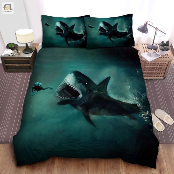 Dare To Sleep Shark Vs Diver Duvet Set Hilarious Bedding elitetrendwear 1