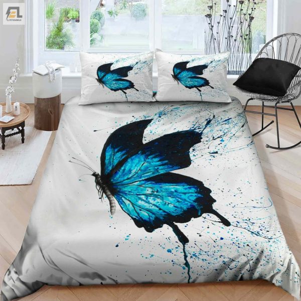 Sleep With Butterflies Whimsical 3D Blue Duvet Cover Set elitetrendwear 1