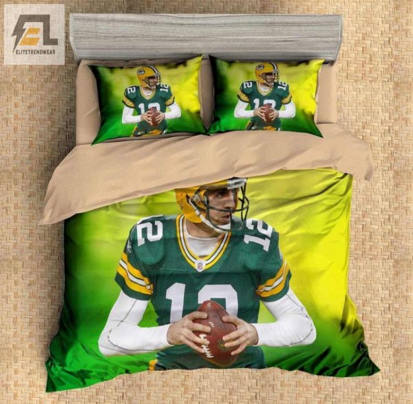 Snooze Like A Qb Comfy Aaron Rodgers Packers Duvet Set elitetrendwear 1