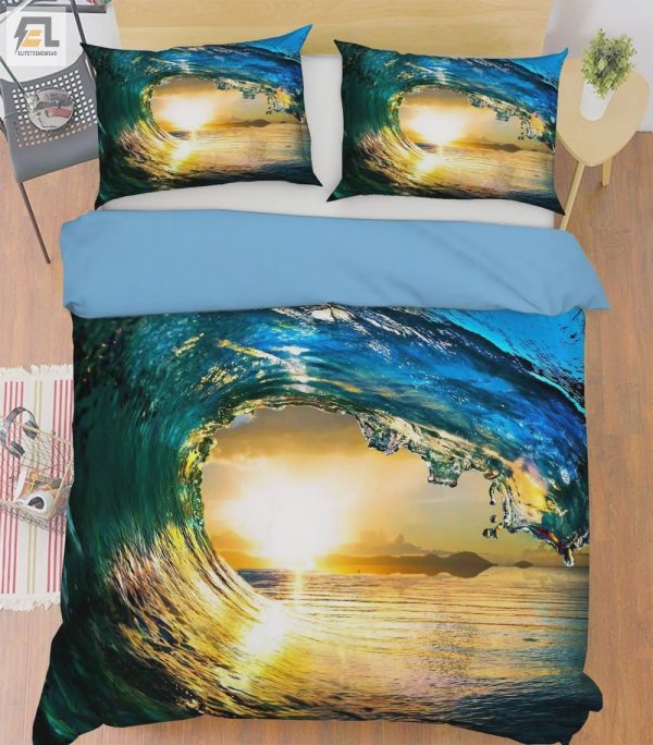 Dive Into Dreamland Wavy Blue Sunlight Duvet Sets elitetrendwear 1