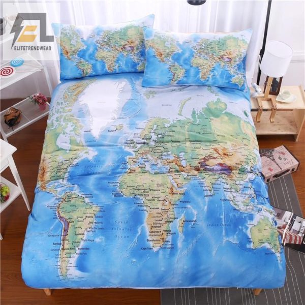 Sleep Around The World Comfy Map Duvet Cover Set elitetrendwear 1