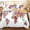 Map Lover Gift Hilarious World Map Flower Duvet Cover Set elitetrendwear 1