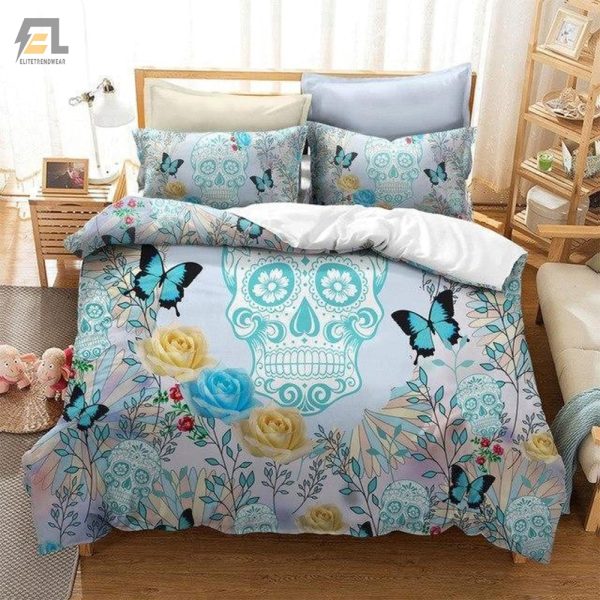 Sleep With Skulls Cozy Sugar Butterfly Duvet Sets elitetrendwear 1