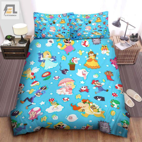 Level Up Your Sleep Mario 2D Art Duvet Cover Set elitetrendwear 1