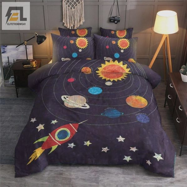 Blast Off To Bed Funny Solar System Duvet Cover Set elitetrendwear 1