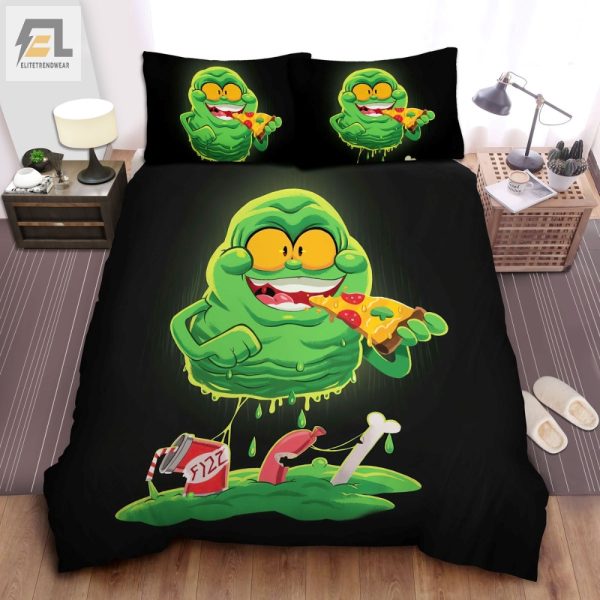 Slimer Eats Pizza Duvet Hilarious Comfy Bedroom Set elitetrendwear 1