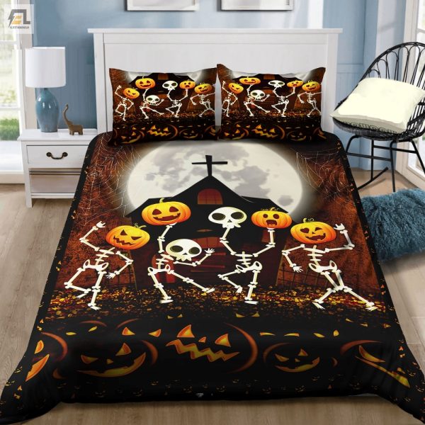 Spooky Comfy Skeleton Pumpkin Duvet For Halloween Nights elitetrendwear 1