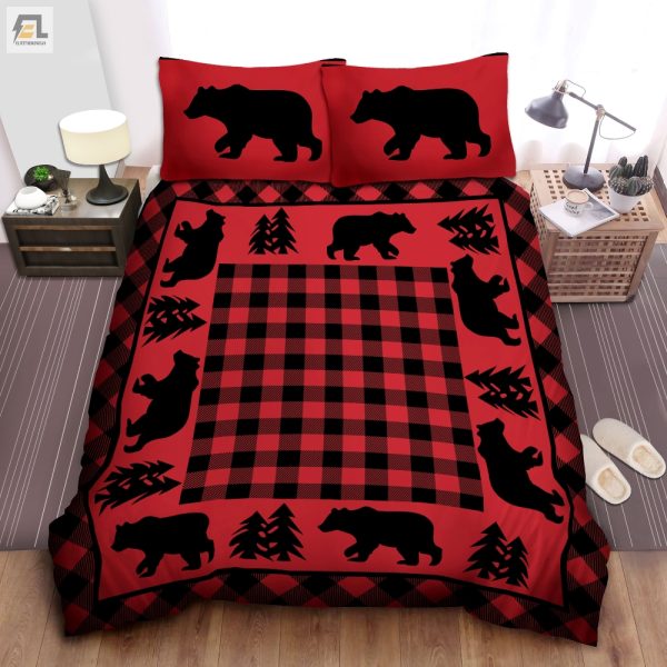 Snuggle In Style Black Bear Lodge Cozy Red Bedding Set elitetrendwear 1