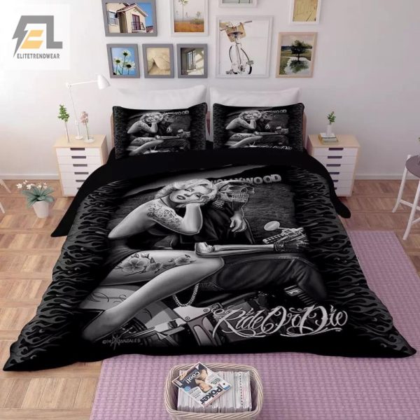 Epic Skull Girl Motorcycle Bedding Ride Or Die In Comfort elitetrendwear 1