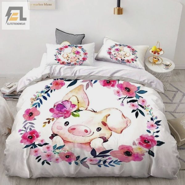 Snuggle Up With Humor Pretty Pig Duvet Cover Sets elitetrendwear 1