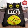 Never Give Up Softball Personalized Cozy Duvet Sleep Goals elitetrendwear 1