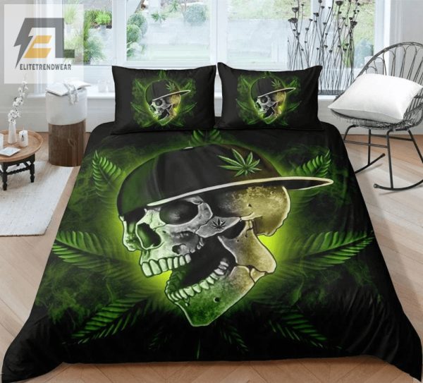 Get Cozy Quirky With Skull Weed Leaf Duvet Sets elitetrendwear 1