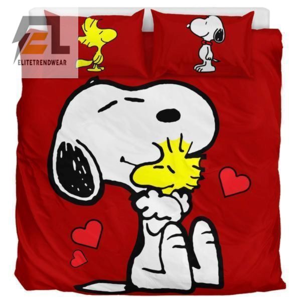 Snooze With Snoopy Witty Red Duvet Cover Set elitetrendwear 1