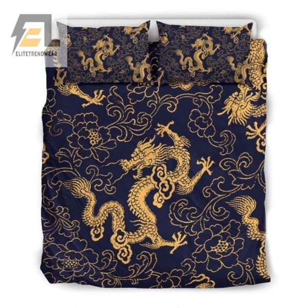 Snuggle With Dragons Luxury Gold Duvet Sets elitetrendwear 1