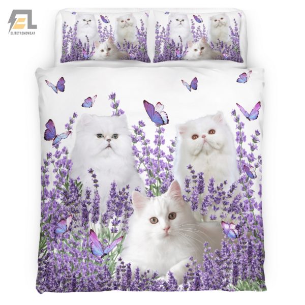 Purrfection Persian Cat Lavender Duvet Set Snuggle Up elitetrendwear 1