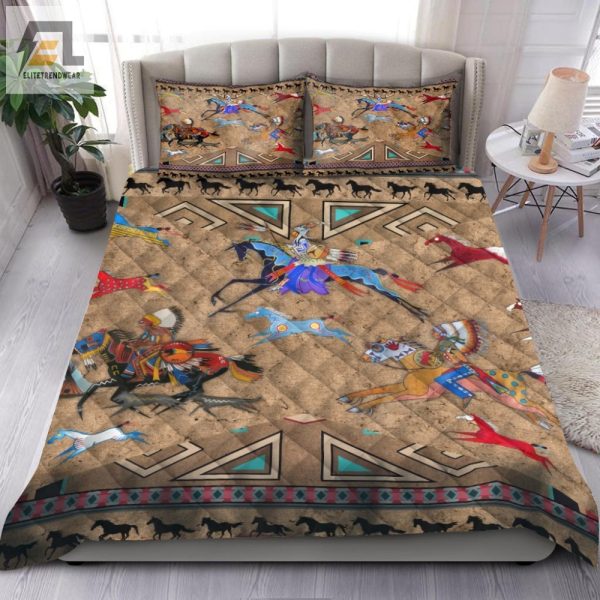 Gallop To Sleep Unique Native American Horse Duvet Set elitetrendwear 1