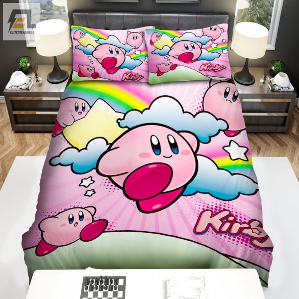 Dream With Kirby Fun Rainbow Duvet Sets For Quirky Comfort elitetrendwear 1