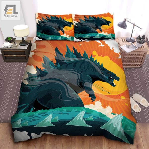 Monster Dreams Godzilla Ocean Duvet Cover Bedroom Set elitetrendwear 1