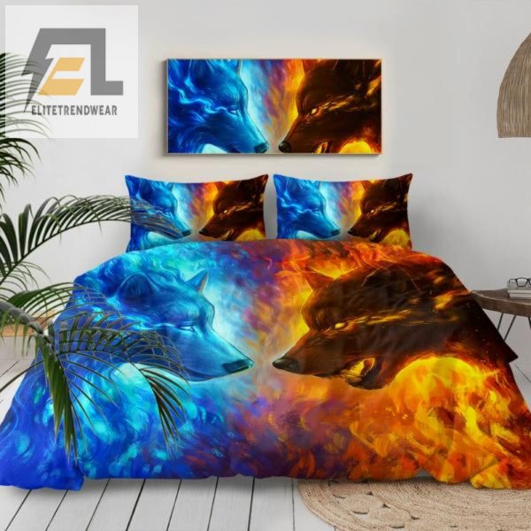 Cozy Up With Fire Ice Wolves Hilarious Duvet Set elitetrendwear 1