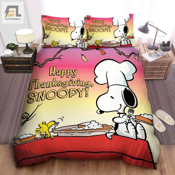 Snoopy Turkey Talk Comfy Peanuts Thanksgiving Bedding elitetrendwear 1