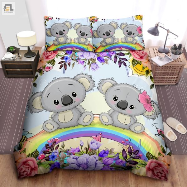 Cozy Koala Couples Rainbow Duvet Set For Joyful Bedrooms elitetrendwear 1