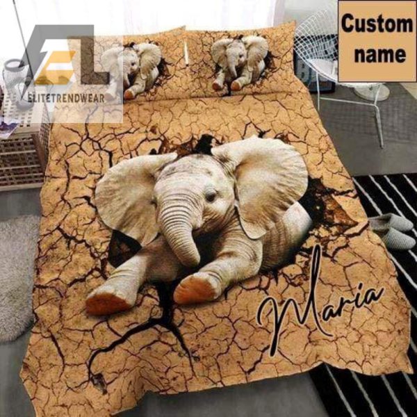 Adopt A Tiny Elephant Custom Name Duvet Bedding Set elitetrendwear 1