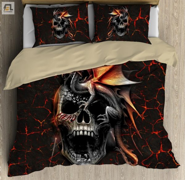 Snuggle With A Dragon Hilarious 3D Skull Duvet Set elitetrendwear 1