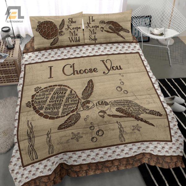 Turtley In Love Quirky Wood Pattern Duvet Cover Set elitetrendwear 1