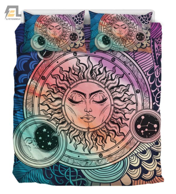 Dream Beyond Stars Cozy Quirky Sun Moon Duvet Set elitetrendwear 1