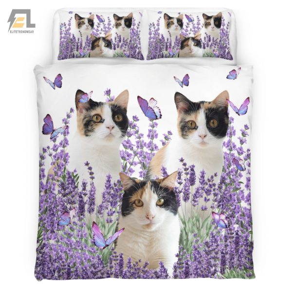 Cozy Calico Lavender Duvet Purrfectly Comfy Bedding elitetrendwear 1