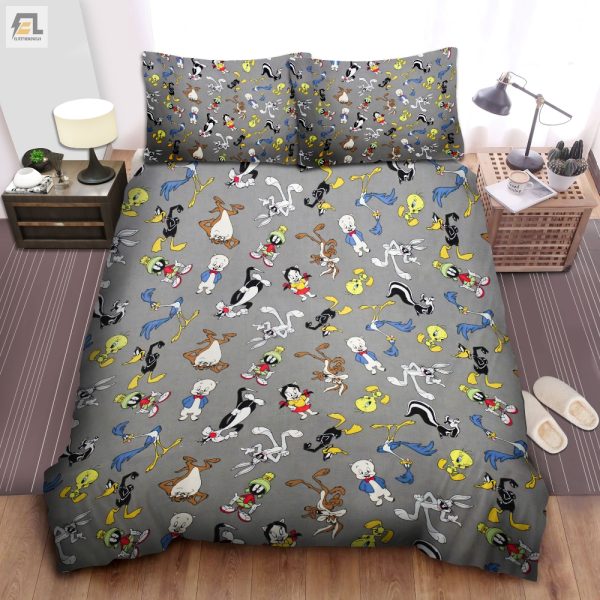 Quirky Looney Tunes Grey Duvet Set Cozy Fun Bedding elitetrendwear 1