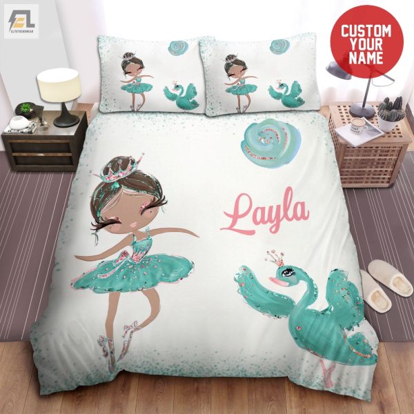 Black Girl Magic Green Swan Dance Duvet Custom Name elitetrendwear 1