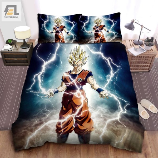 Sleep Like Goku Super Saiyan 2 Lightning Duvet Cover Set elitetrendwear 1