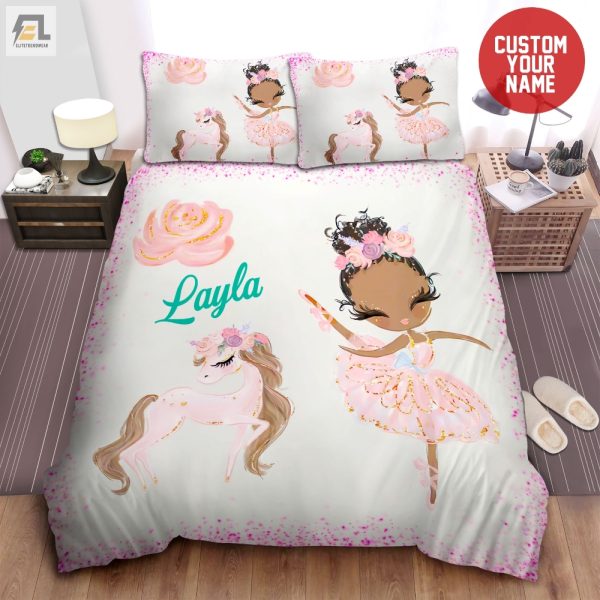 Unicorn Dreams Black Girl Magic Ballerina Duvet Name Yours elitetrendwear 1