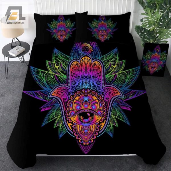 Trippy Hamsa Hand Duvet Sleep In Groovy Comfort elitetrendwear 1