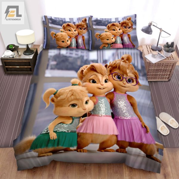 Chipmunk Charm Funny Cozy 3 Girl Duvet Bedroom Set elitetrendwear 1