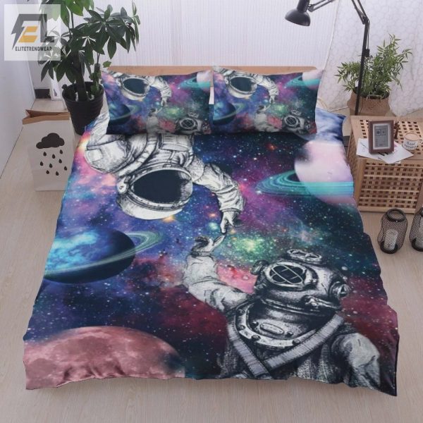 Snuggle Up With Your Space Love Comfy Astronaut Bedding elitetrendwear 1