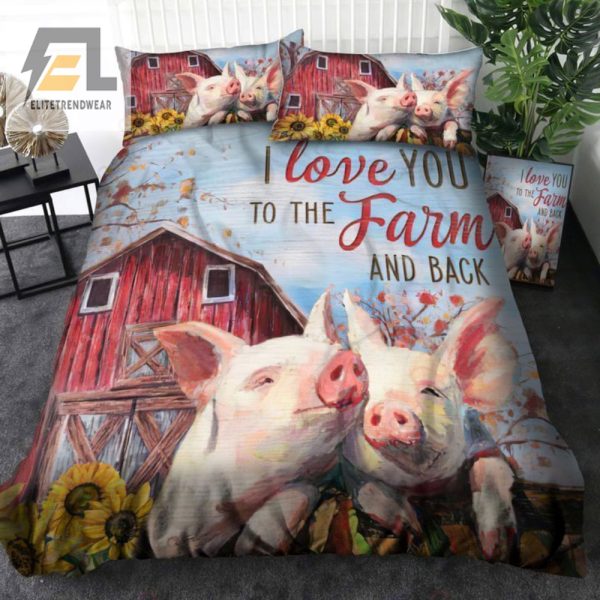 Funny Farm Pig Couple Duvet Cozy Unique Bedroom Set elitetrendwear 1