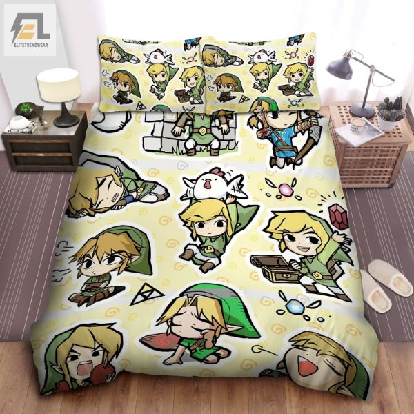 Funny Chibi Link Zelda Duvet Unique Comfy Bedroom Set elitetrendwear 1