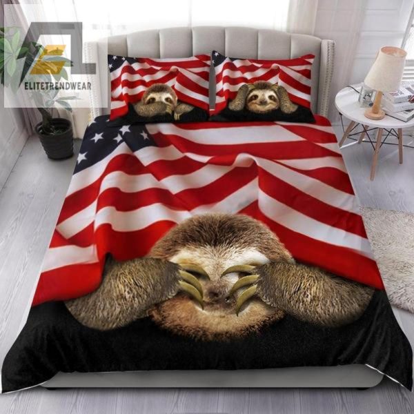 Patriotic Sloth Bedding Unique Funny Duvet Cover Set elitetrendwear 1