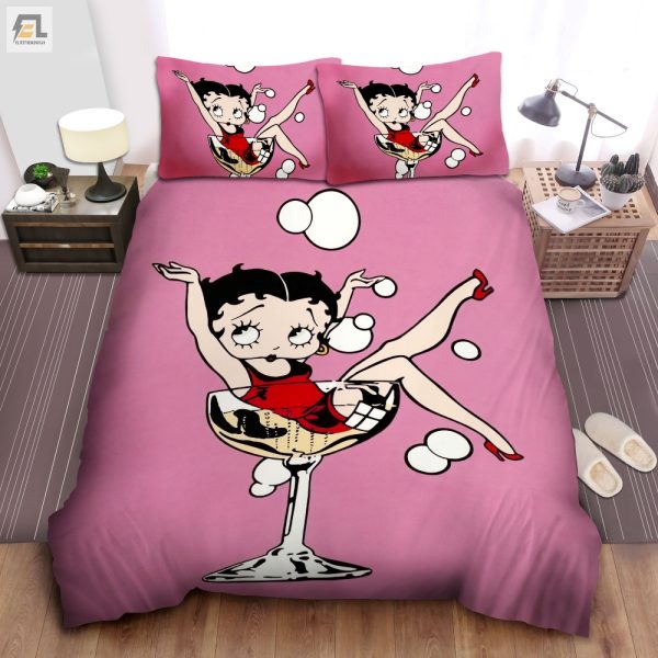 Whimsy Betty Boop Wine Glass Duvet Cozy Funny Bedding Set elitetrendwear 1