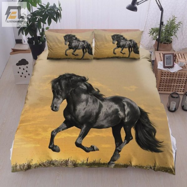 Gallop To Sleep Hilarious Black Horse Duvet Sets elitetrendwear 1