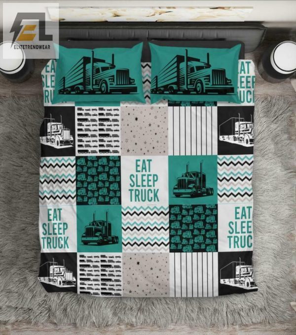 Truckin Cozy Eat Sleep Truck Love Duvet Bedding Set elitetrendwear 1