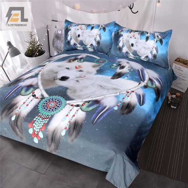 Snuggle Howl Funny Wolves Dreamcatcher Duvet Set elitetrendwear 1