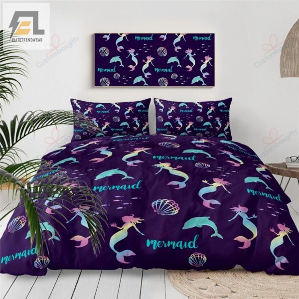 Make Waves In Bed Cozy Mermaid Seashell Duvet Set elitetrendwear 1