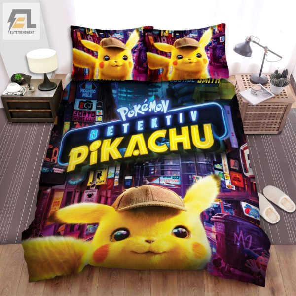 Snuggle Up With Detective Pikachu Funny Duvet Cover Set elitetrendwear 1