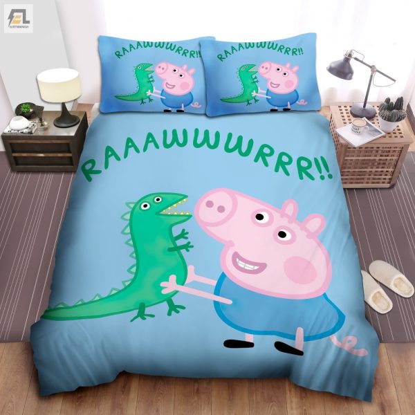 Comfy George Pig Mr. Dinosaur Duvet Fun Bedroom Set elitetrendwear 1