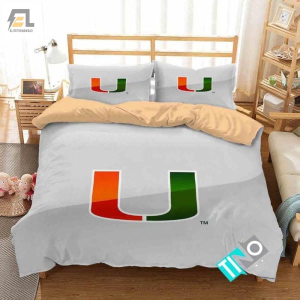 Sleep Like A Hurricane Quirky Miami Ncaa Duvet Sets elitetrendwear 1