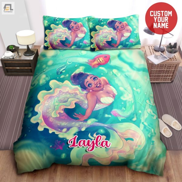 Happy Black Mermaid Custom Duvet Sleep Like A Queen elitetrendwear 1