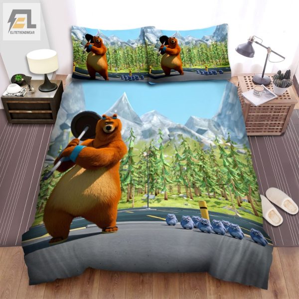 Grizzy Lemmings Fun Workout Duvet Cozy Unique Bedding Set elitetrendwear 1